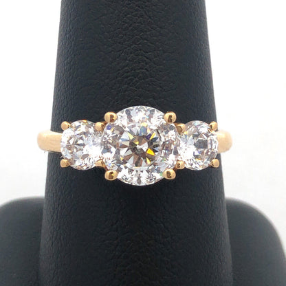 Designer 14K Yellow Gold Cubic Zirconia CZ Statement Engagement Ring 2.88tcw