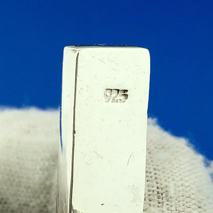 Stunning Sterling Silver 925 Cabochon Aqua Turquoise Rectangle Stud Earrings