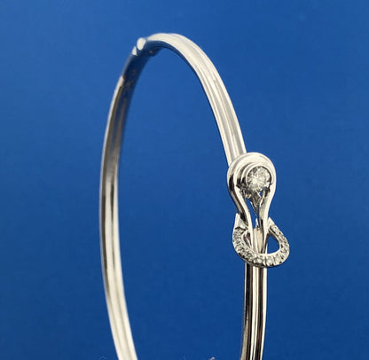 Designer Sterling Silver 925 Diamond Hook On Bangle Buckle Cuff Bracelet