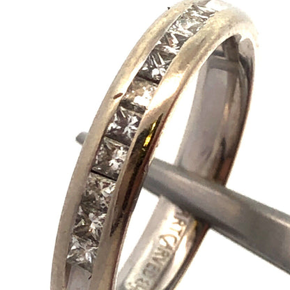 Designer Art Carved 14K White Gold Princess Diamond Channel Wedding Band Ring