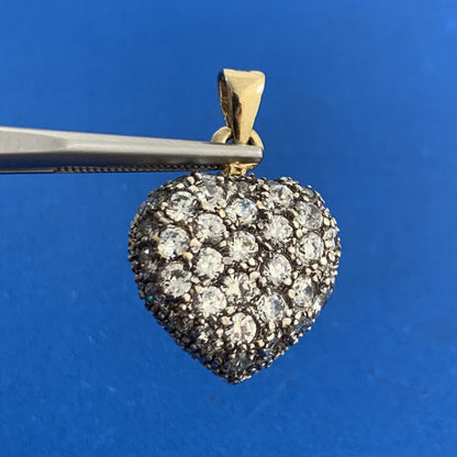 Designer DBJ 925 Sterling Silver Vermeil Cubic Zirconia Cluster Heart Pendant