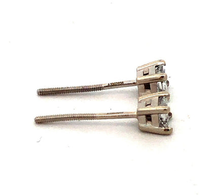 Designer 14K White Gold Princess Square Diamond Solitaire Screw Stud Earrings