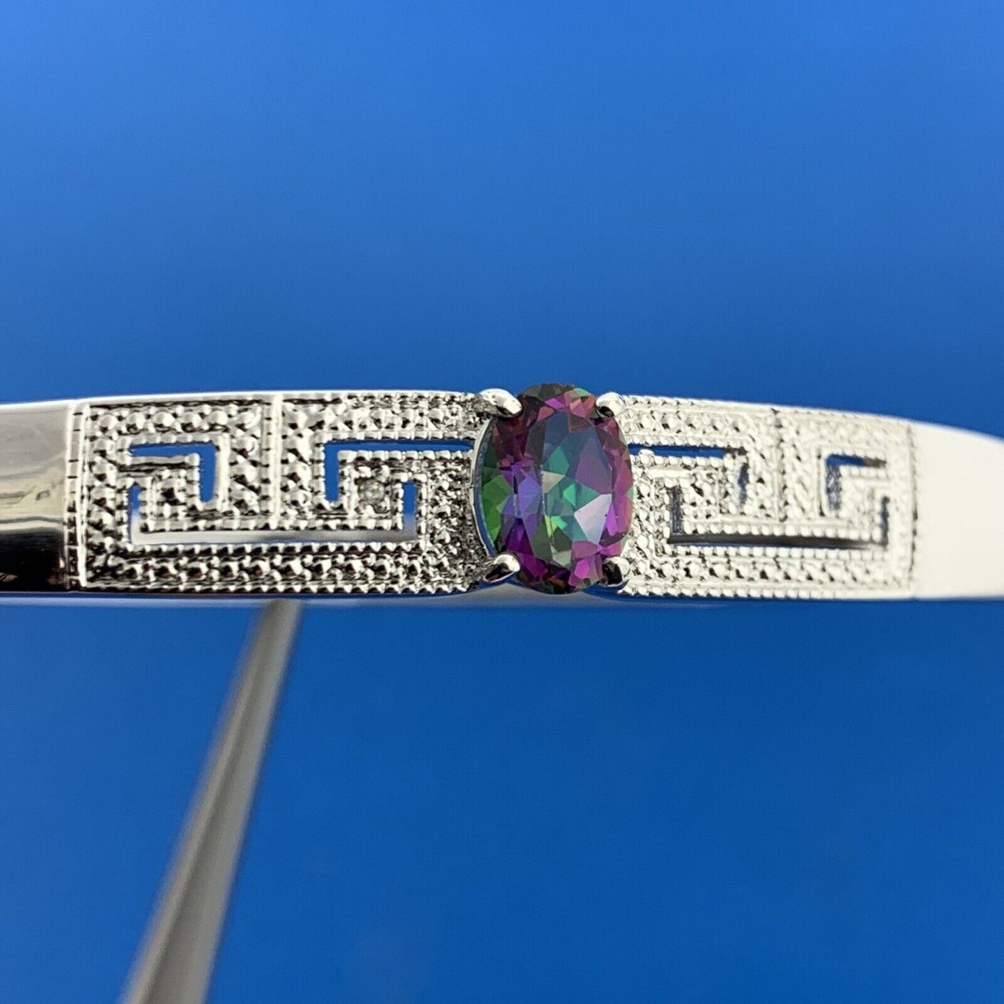 Designer Victoria Townsend Silver Plate Mystic Topaz Diamond Accent 7" Bracelet