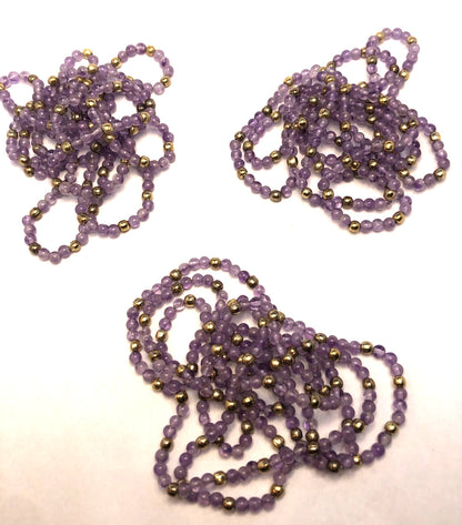 Vintage 1980's Amethyst & Gold-Tone Beaded 3-Piece Statement Necklace