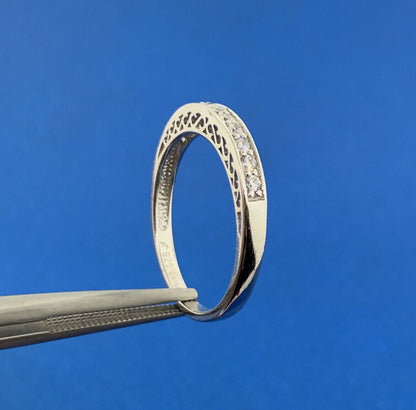 Sterling Silver 925 Designer Channel Set CZ Design Stackable Bridal Band Ring