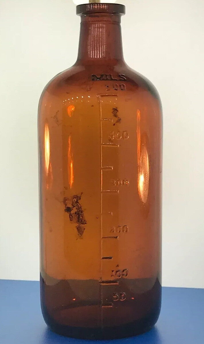 1939 Owens Illinois Glass 500 Mils Apothecary Bottle Amber Brown Alton IL 