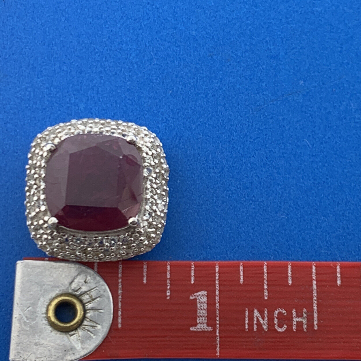 Designer Sterling Silver Ruby Solitaire Diamond Accent July Anniversary Pendant