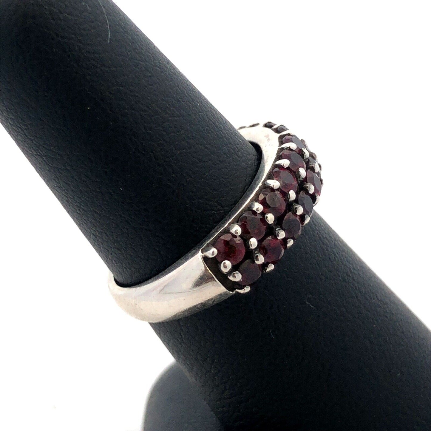 Designer DJoy 925 Sterling Silver Round Garnet Stackable Anniversary Band Ring