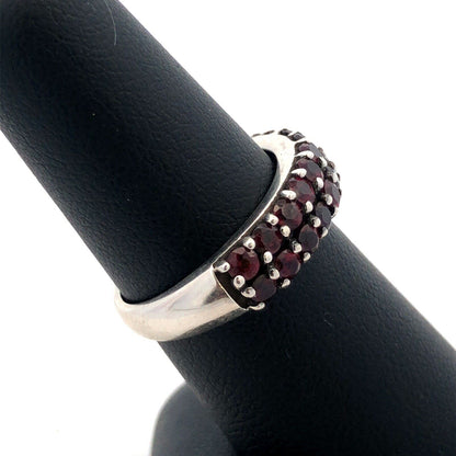 Designer DJoy 925 Sterling Silver Round Garnet Stackable Anniversary Band Ring