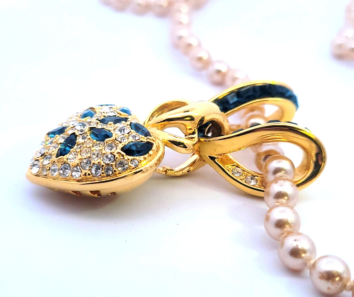 Nolan Miller Glamour Collection Gold Tone Princess Crystal Heart Necklace