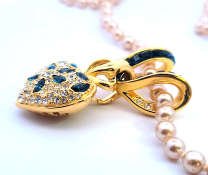 Nolan Miller Glamour Collection Gold Tone Princess Crystal Heart Necklace