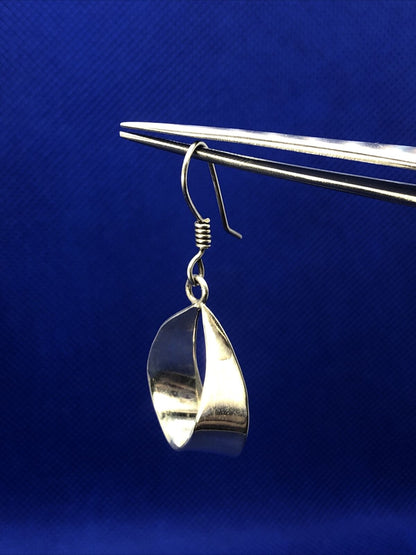 Taxco Mexico TC-131 925 Modernist Sterling Silver Loop Dangle Hook Earrings