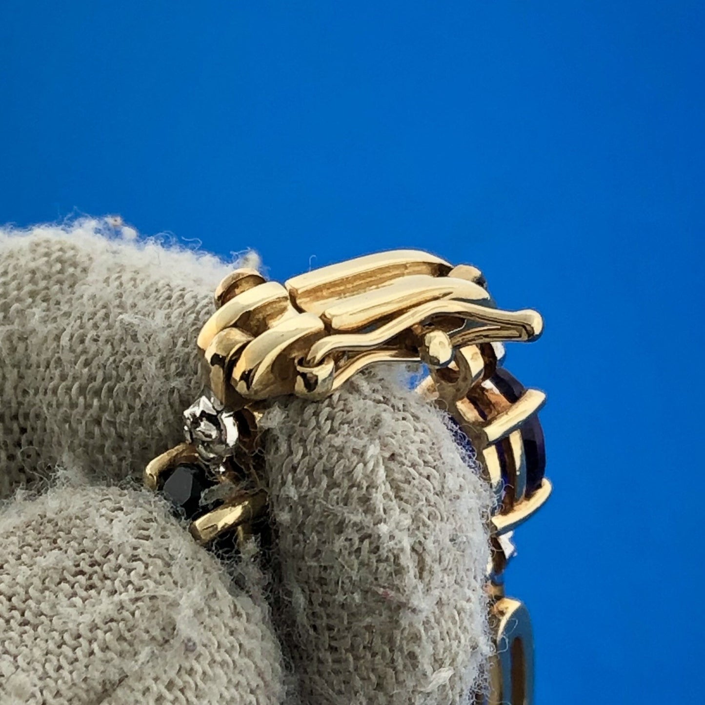 Gorgeous 10k Yellow Gold Oval Cut Purple Amethyst Diamond 6" Tennis Bracelet