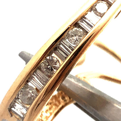 Designer 14K Yellow Gold Channel-Set Round Baguette Diamond Hoop Earrings