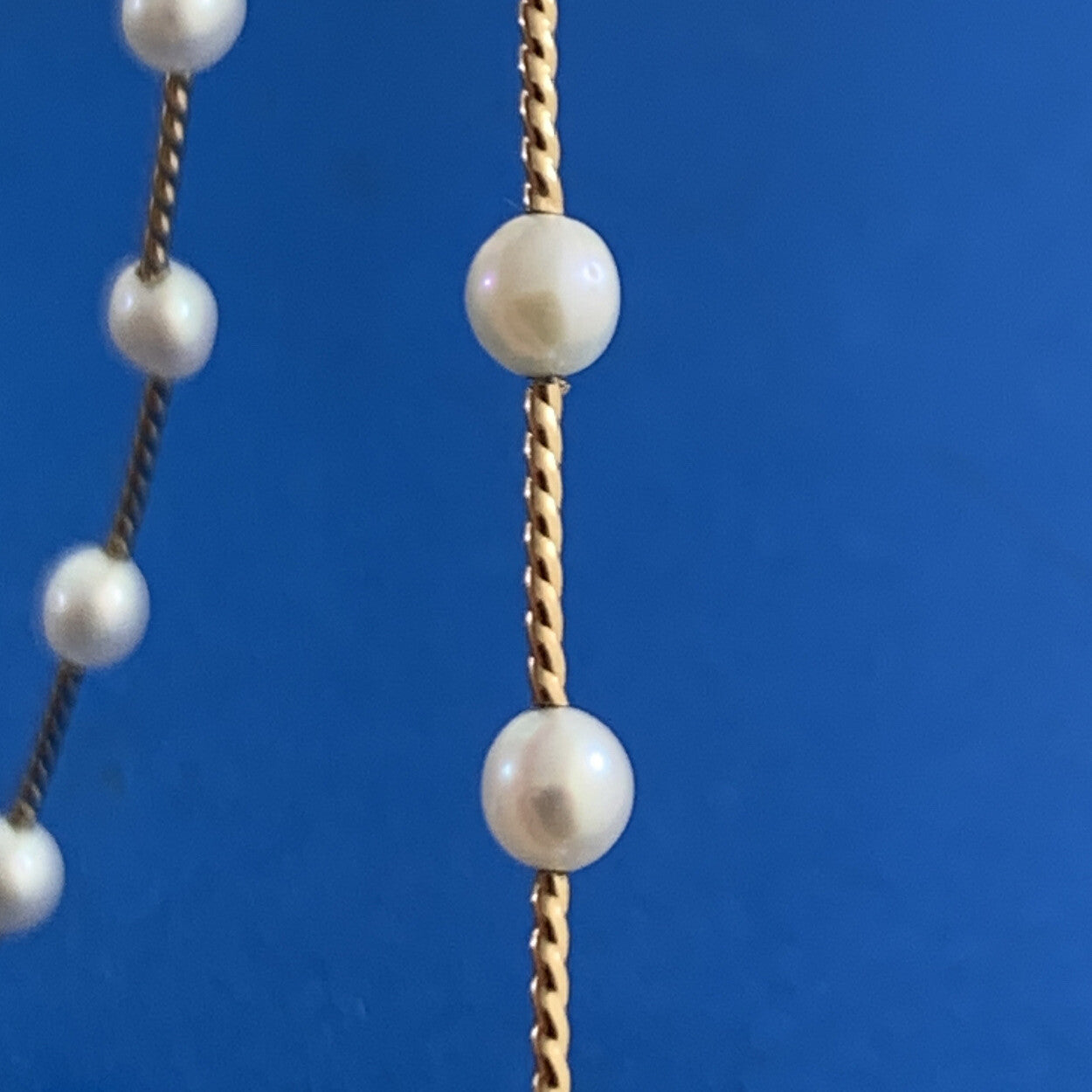 Designer 14K Yellow Gold 4.5 mm Cultured Freshwater Pearl Station Necklace