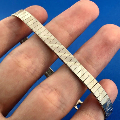 Vintage IBB Italy 925 Sterling Silver Polished Florentine Geometric Bracelet