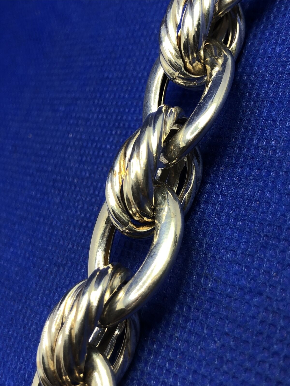 Designer Eursa Italy 925 Sterling Silver Oval Polished Ribbed Link Bracelet