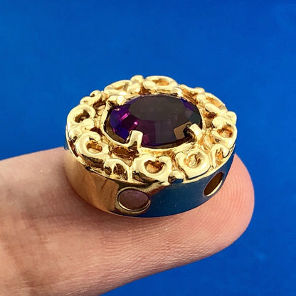 14k Yellow Gold Slide Amethyst Slide Charm Pendant