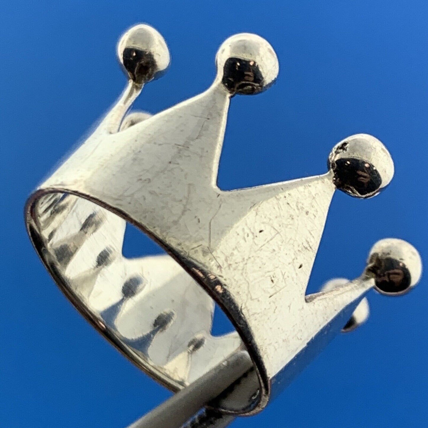 Designer 925 Sterling Silver Princess Queen King Crown Cigar Band Ring