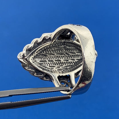 Native American Sterling Silver Poison Pill Secret Compartment Statement Ring