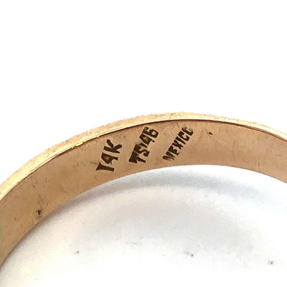 Designer Taxco 14K Yellow Gold Cushion Cut Purple Sapphire Solitaire Ring