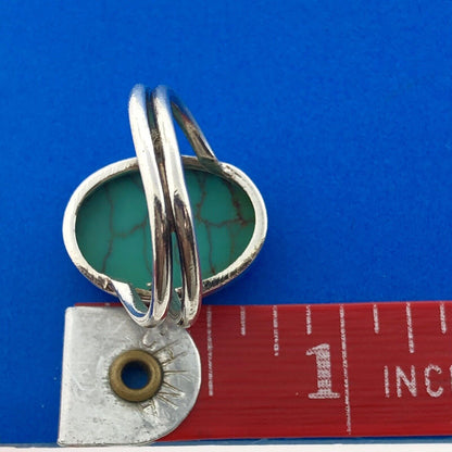Lovely Sterling Silver 925 Oval Cabochon Turquoise December Ring Size 7.5