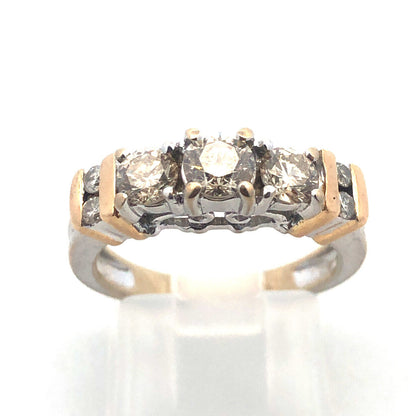 Gorgeous 14k White Gold Round Cut Diamond Raised Crown Band Ring Size 5.25