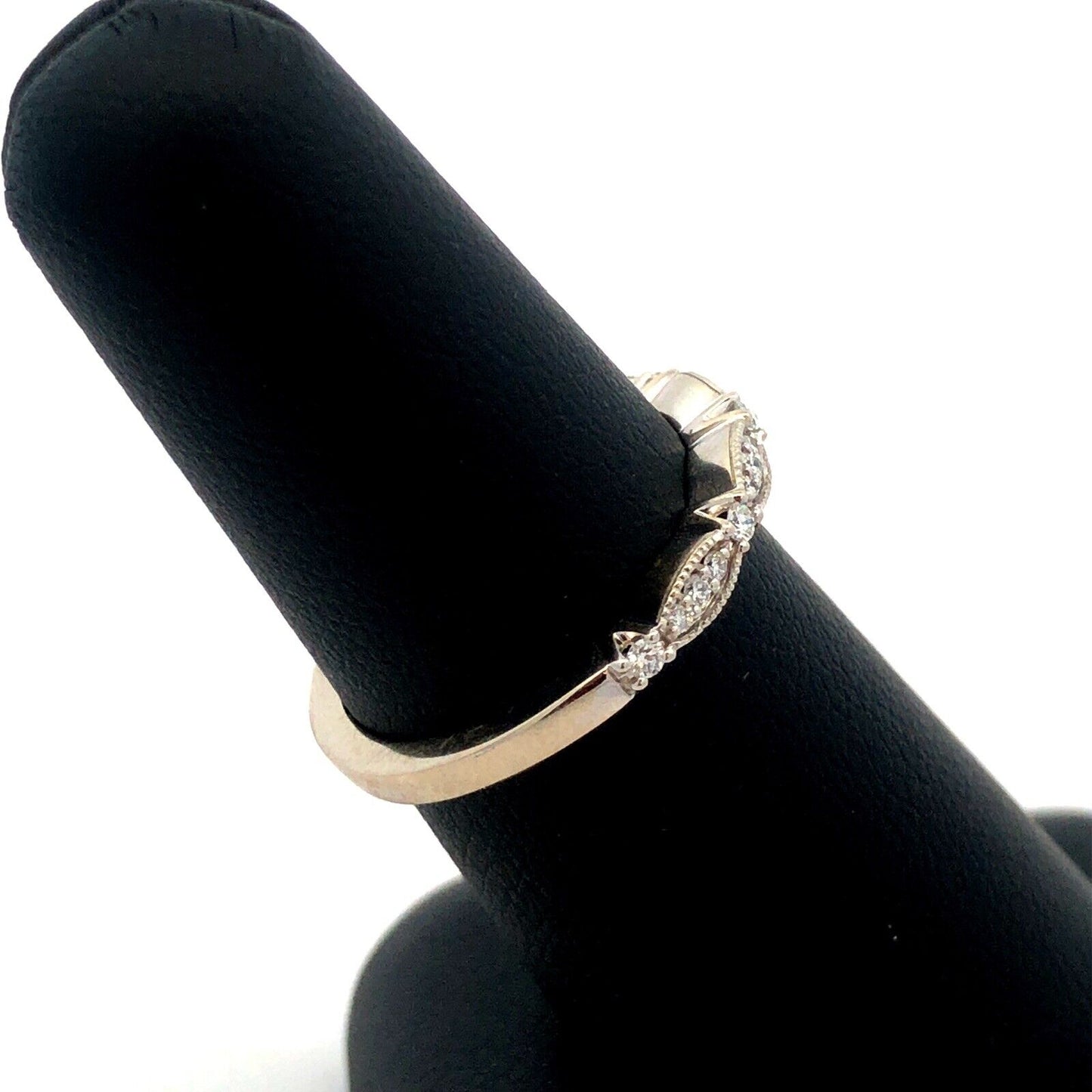 Designer Promezza 14K White Gold Round Diamond Stacking Wedding Band Ring