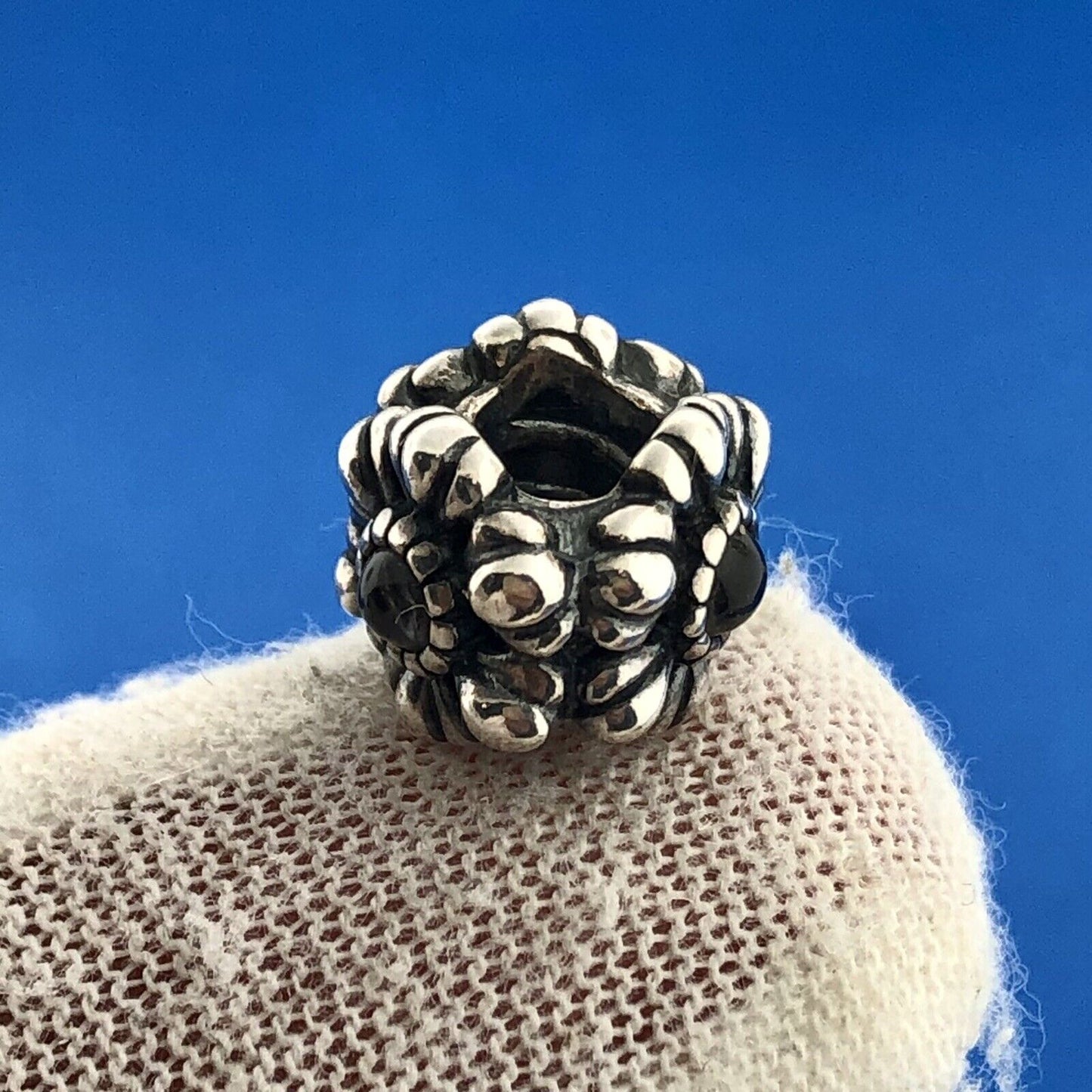 Authentic Pandora 925 Sterling Silver Purple Yellow CZ Floral Bead Charm