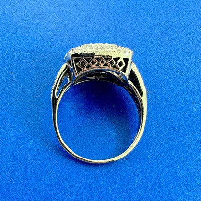 Designer HN 925 Sterling Silver Mens Square Diamond Cluster Statement Ring