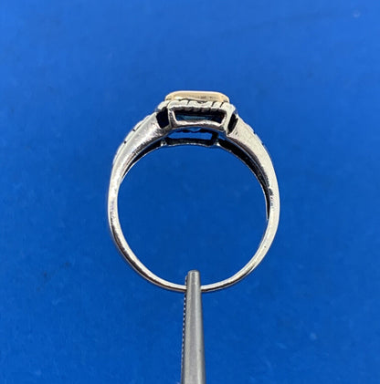 Silpada 14K Yellow Gold 925 Sterling Silver Emerald Cut Blue Topaz Cocktail Ring