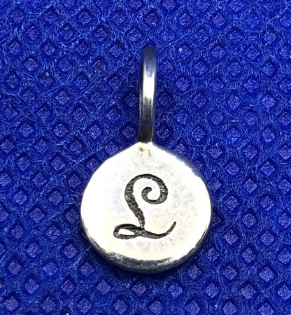 PST 925 Sterling Silver Initial Letter L Alphabet Small Round Pendant Charm