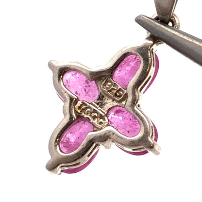 Designer TGGC 925 Sterling Silver Pink Oval Sapphire Cross Charm Pendant