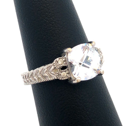 Designer 14K White Gold Cubic Zirconia CZ Engagement Wedding Bridal Ring