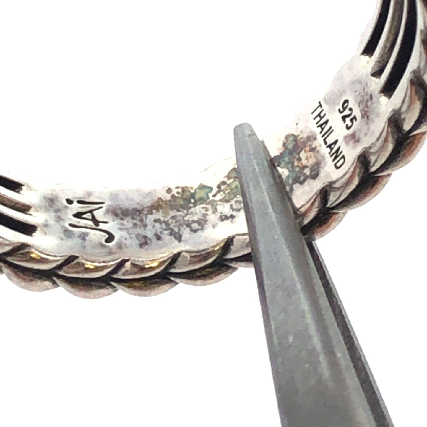 Designer John Hardy JAi 925 Sterling Silver Blue Topaz Braided Wrap Band Ring