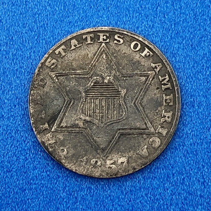 1857 P 3 Cent Silver Three Cent Piece Trime Better Key Philadelphia Mint Coin