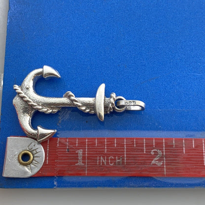 Vintage 925 Sterling Silver Ship's Anchor Statement Unisex Pendant