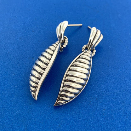 Lagos 925 Sterling Silver Leaves Collection Dangle Drop Statement Earrings