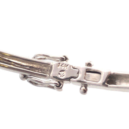 Stunning 14k White Gold Round Cut Channel Diamond Bangle Bracelet