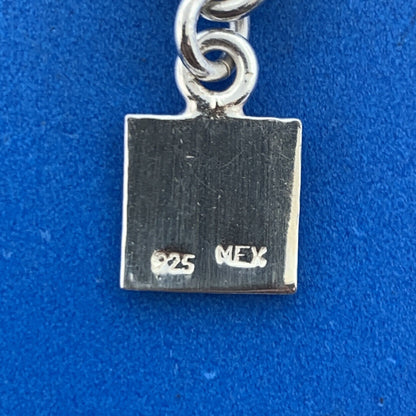 Stunning Mexican Sterling Silver 925 Hammered Square Dangle Charm 17" Necklace