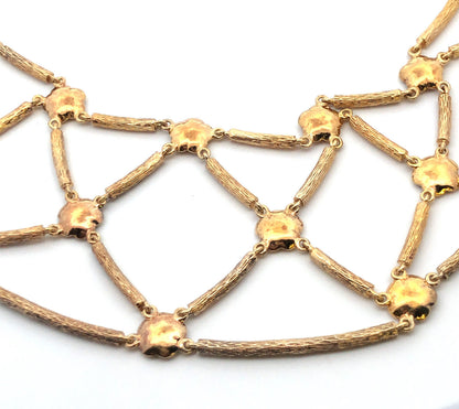 Designer Stephen Dweck 925 Sterling Silver Vermeil Diamond Floral Statement Necklace