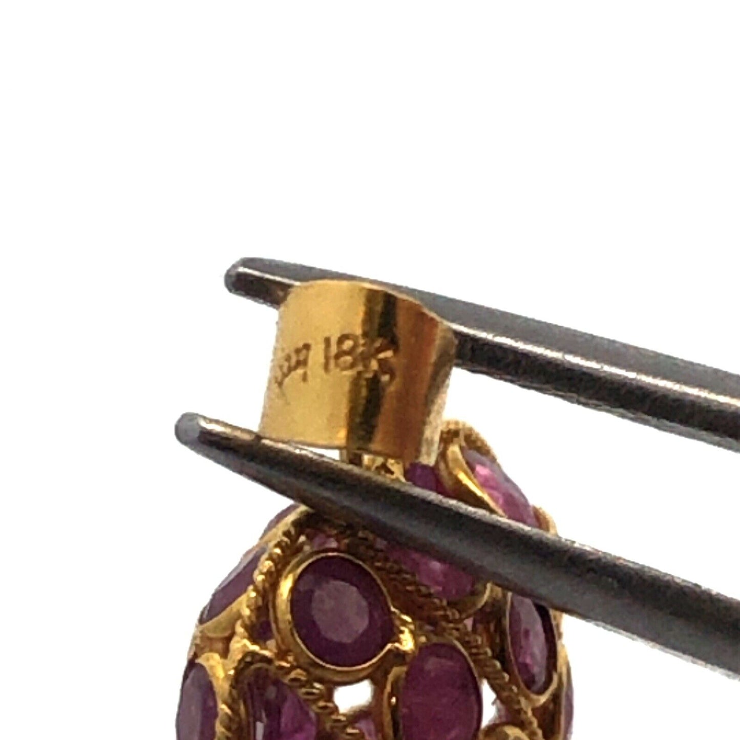 Designer 18K Yellow Gold Round Ruby July Anniversary Heart Love Pendant