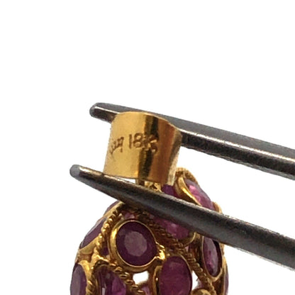 Designer 18K Yellow Gold Round Ruby July Anniversary Heart Love Pendant