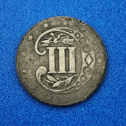 1857 P 3 Cent Silver Three Cent Piece Trime Better Key Philadelphia Mint Coin