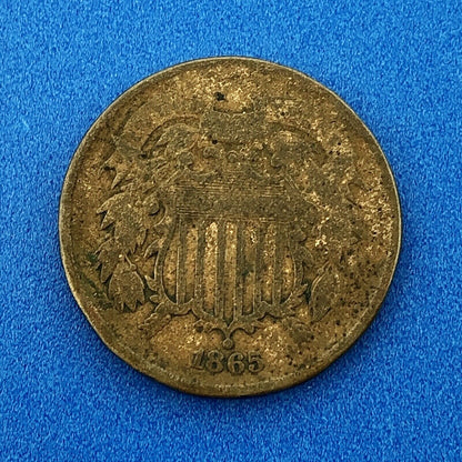 1865 P United States Bronze Two Cent Piece $.02 2c Philadelphia Mint Coin