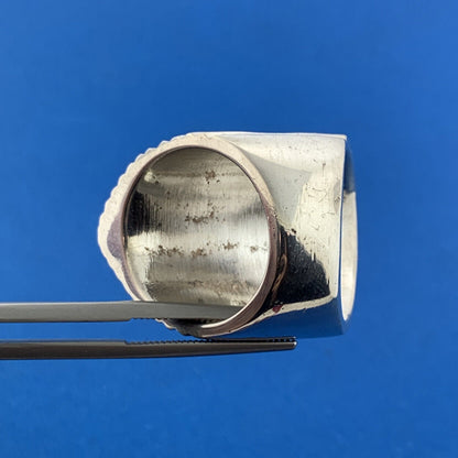 Vintage Taxco 925 Sterling Silver Textured Diamond Cut Statement Finger Ring