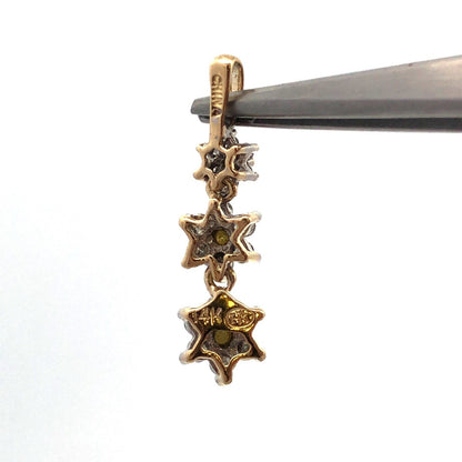 Designer HN 14K Yellow Gold White Yellow Round Diamond Flower Trio Pendant