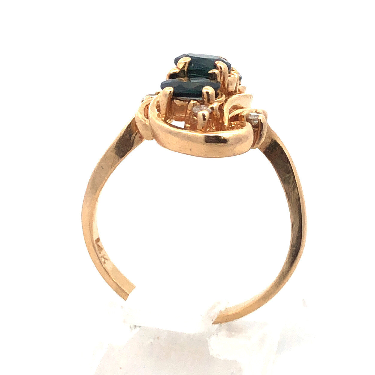 Vintage 14K Yellow Gold Sapphire Diamond Anniversary Birthstone Cocktail Ring