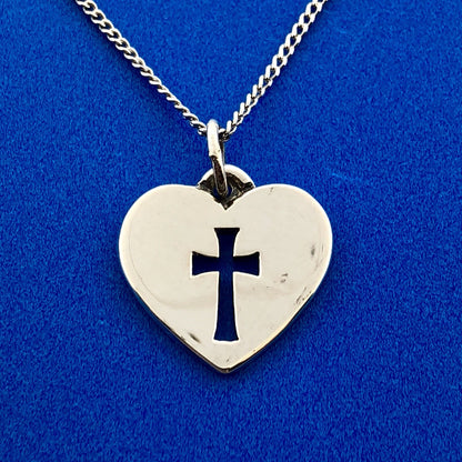 James Avery 925 Sterling Silver Crosslet Heart Religious Charm Pendant Necklace