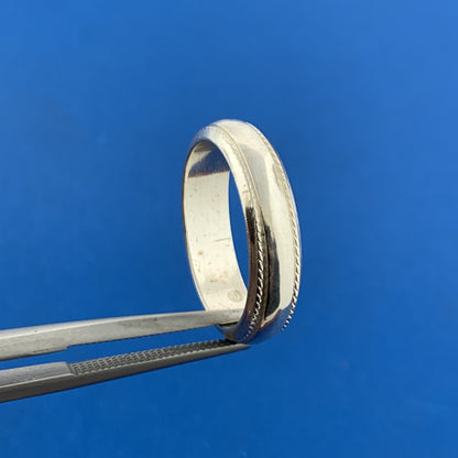 Designer SU 925 Sterling Silver 5 MM Polished Textured Wedding Cigar Band Ring
